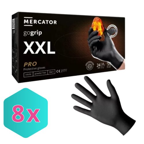 MERCATOR GoGrip Black Gumikesztyű XXL-es 50 db/csomag KARTON - 8 csomag