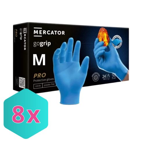 MERCATOR GoGrip Blue Gumikesztyű M-es 50 db/csomag KARTON - 8 csomag