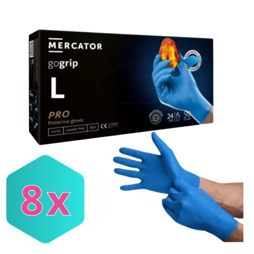 MERCATOR GoGrip Blue Gumikesztyű L-es 50 db/csomag KARTON - 8 csomag