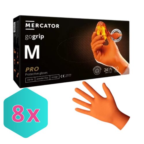 MERCATOR GoGrip Orange Gumikesztyű M-es 50 db/csomag KARTON - 8 csomag