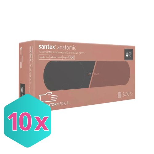 SANTEX® Anatomic Púdermentes latex Orvosi Vizsgáló kesztyű 8.5 (L-XL) KARTON 10 csomag