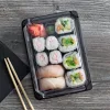 HoReCa Sushi tálca tetővel fekete (260x187x23 mm, 50 db)
