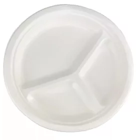 HoReCa 3 rekeszes cukornád tányér, fehér (26 cm)