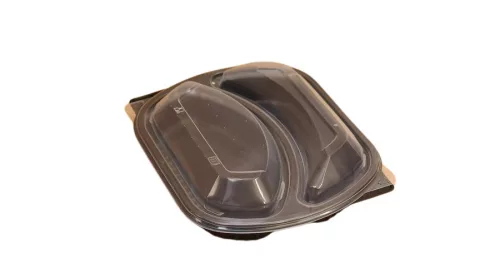 HoReCa Kétrekeszes ételszállító doboz tetővel fekete (1200 ml)