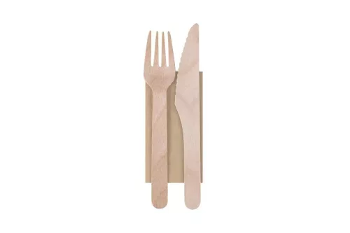 HoReCa Fa 2+1 evőeszköz szett (villa, kés, szalvéta)
