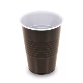 HoReCa műanyag automatás kávés pohár barna-fehér (180 ml)
