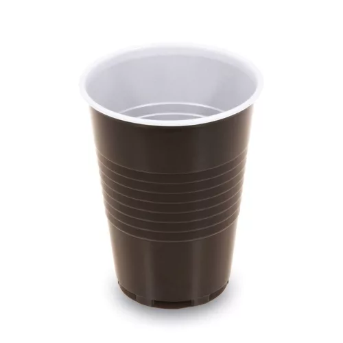 HoReCa műanyag automatás kávés pohár barna-fehér (180 ml)