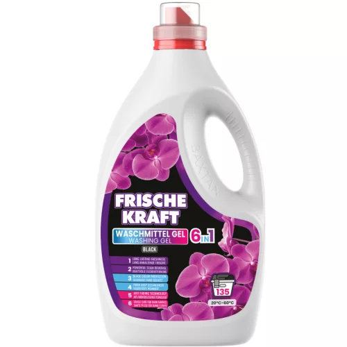 Frische Kraft mosógél 6in1 FEKETE ruhákhoz 4,05L/135 mosás