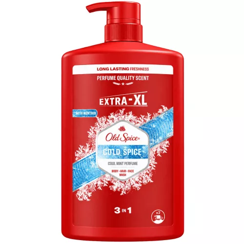 Old Spice Cold Spice férfi 3 az 1-ben tusfürdő, sampon és arclemosó - hűsítő, friss illat - 1000 ml