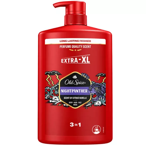 Old Spice Nightpanther férfi 3 az 1-ben tusfürdő, sampon és arclemosó - étcsokoládés és vaníliás illat - 1000 ml
