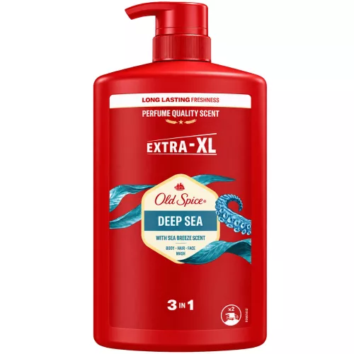 Old Spice Deep Sea férfi 3 az 1-ben tusfürdő, sampon és arclemosó - óceáni, citrusos és virágos illat - 1000 ml