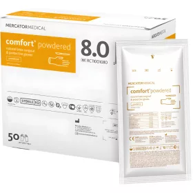   MERCATOR COMFORT POWDERED, steril sebészeti kesztyű általános eljárásokhoz, púderes, 8 (50pár/doboz)