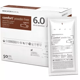  MERCATOR COMFORT POWDER-FREE, steril sebészeti kesztyű általános eljárásokhoz, púdermentes, 6 (50pár/doboz)