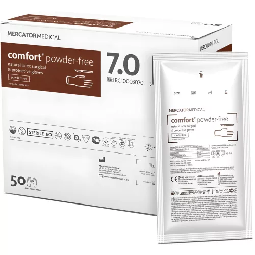 MERCATOR COMFORT POWDER-FREE, steril sebészeti kesztyű általános eljárásokhoz, púdermentes, 7 (50pár/doboz)