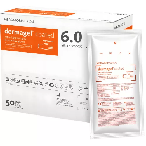 MERCATOR Dermagel coated, steril polimerizált sebészeti kesztyű általános eljárásokhoz, púdermentes, 6 (50pár/doboz)