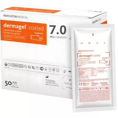 MERCATOR Dermagel coated, steril polimerizált sebészeti kesztyű általános eljárásokhoz, púdermentes, 7 (50pár/doboz)