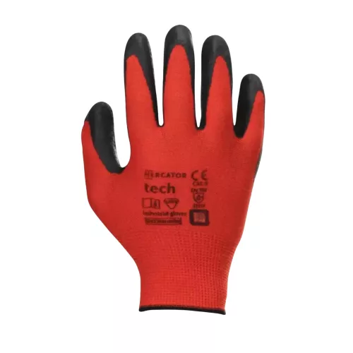 Mercator tech red+black latex mártott kesztyű (S)