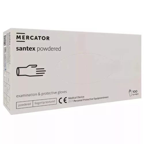 Mercator Santex powdered latex púderes vizsgálókesztyű L (100 db)