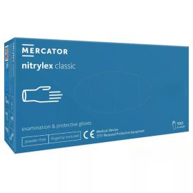   MERCATOR Nitrylex classic blue -nitril púdermentes,kék vizsgálókesztyű  S