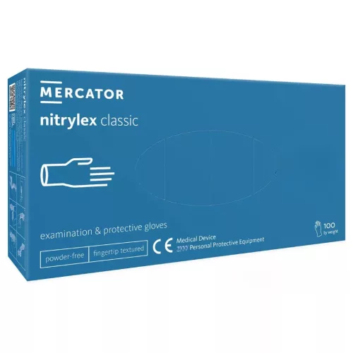Mercator nitrylex classic nitril vizsgálókesztyű púdermentes, kék, M méret (100 db)
