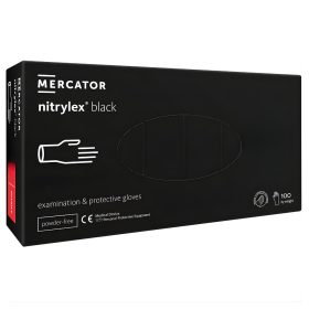   MERCATOR Nitrylex black nitril púdermentes fekete vizsgálókesztyű S