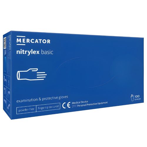 MERCATOR NITRYLEX BASIC A100 BLUE - nitril púdermentes kék vizsgálókesztyű L