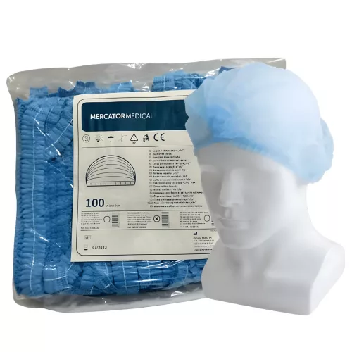 MERCATOR Opero nővérsapka körgumis, flíz kék, harmonika (100 db/zacskó)