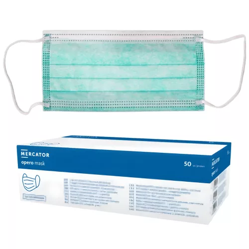 MERCATOR Opero Szájmaszk ECO 3 rétegű zöld flíz, gumis (50 db/doboz)