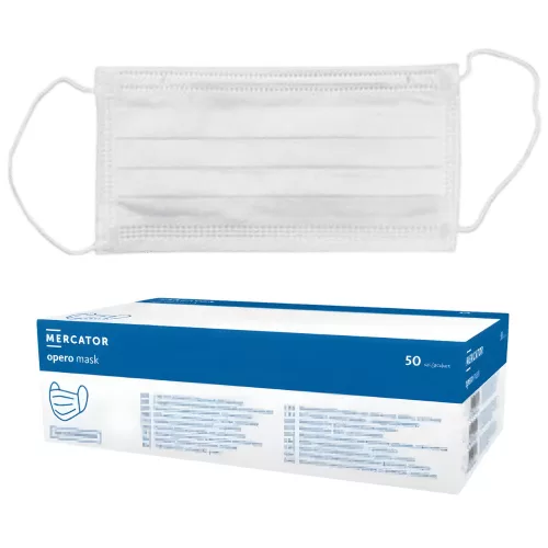 MERCATOR Opero Szájmaszk ECO 3 rétegű fehér flíz, gumis (50 db/doboz)