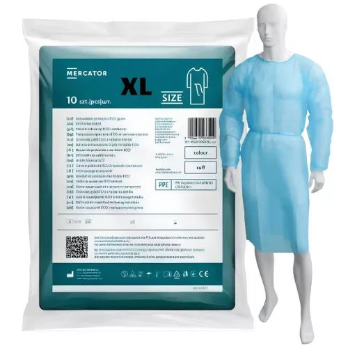 MERCATOR Látogató köpeny ECO kék XL (gumis mandzsetta) (10 db/zacskó)