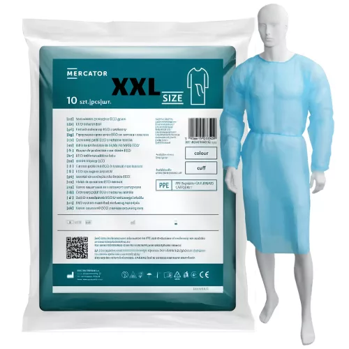 MERCATOR Látogató köpeny ECO kék XXL (gumis mandzsetta) (10 db/zacskó)
