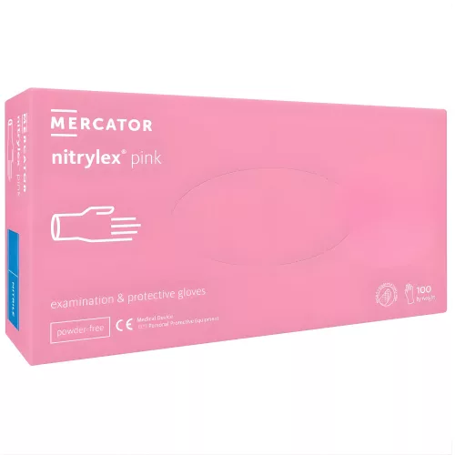 Mercator nitrylex® pink nitril vizsgálókesztyű, púdermentes, világos rózsaszín, XS (100 db)