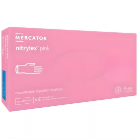 Mercator nitrylex® pink púdermentes nitril vizsgálókesztyű, rózsaszín, S méret (100 db)