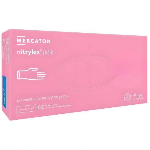 MERCATOR Nitrylex pink nitril púdermentes világos rózsaszín vizsgálókesztyű XL
