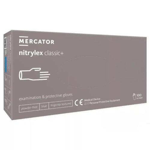 MERCATOR Nitrylex classic + blue -nitril púdermentes,kék vizsgálókesztyű  M    (új termék)