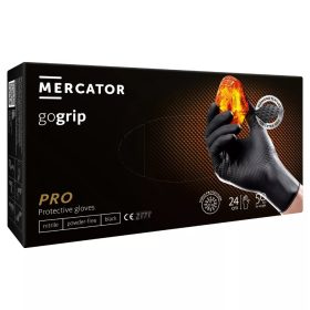   MERCATOR gogrip (black)nitril védőkesztyű fekete púdermentes,gyémánt textúrált L,50 db/doboz 