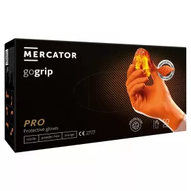 Mercator gogrip orange nitril védőkesztyű gyémánt textúrált, púdermentes M (50 db)