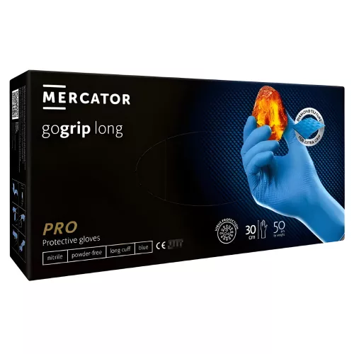 Mercator gogrip long nitril védőkesztyű kék, M (50 db)