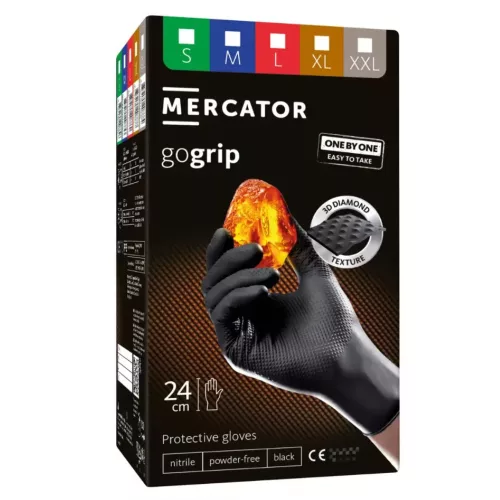 Mercator gogrip black ONE BY ONE púdermentes nitril kesztyű XL (100 db)