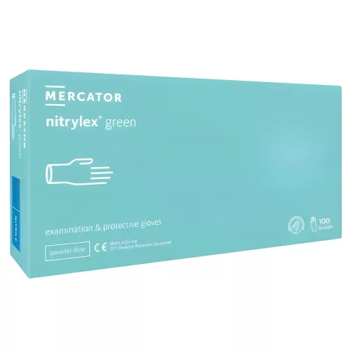 Mercator nitrylex® green nitril vizsgálókesztyű, púdermentes, mentazöld, XS (100 db)