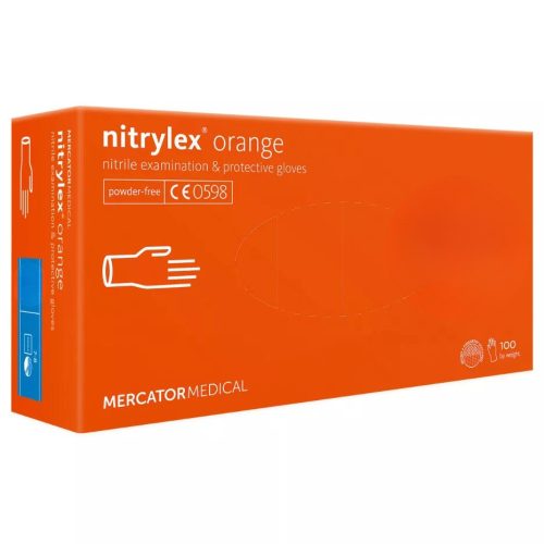 Mercator nitrylex® orange nitril púdermentes vizsgálókesztyű narancssárga L (100 db)