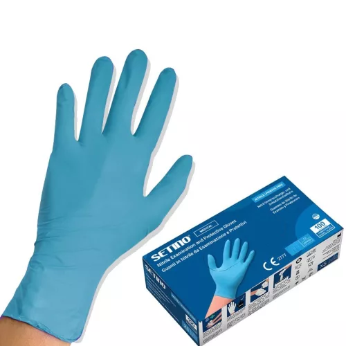 Setino Nitril gumikesztyű púdermentes kék M (100 db)