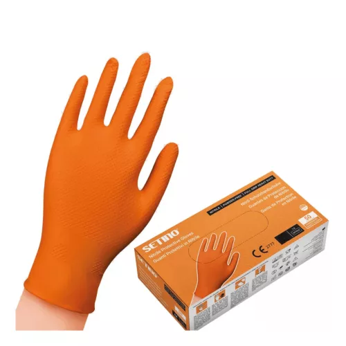 Setino Erősített nitril gumikesztyű Narancssárga XXL (50 db)