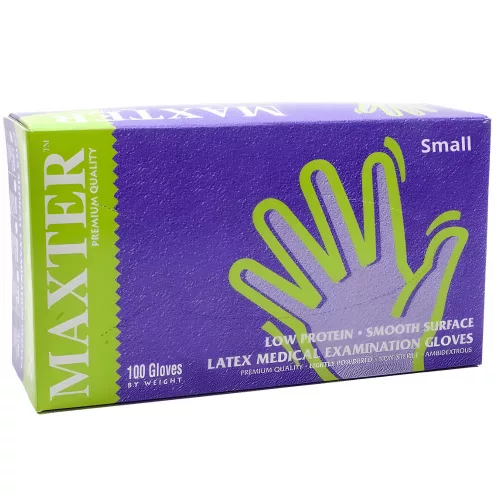 Maxter Gumikesztyű Latex Púderes "S" 5,5g 100 db/doboz (10 doboz/karton)