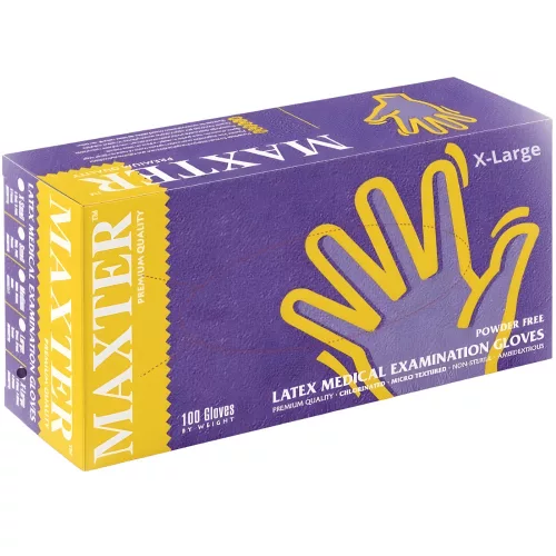 Maxter Gumikesztyű Latex Púdermentes "XL" 5,7g 100 db/doboz (10 doboz/karton)