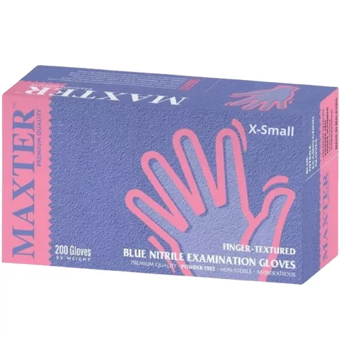 Maxter Gumikesztyű Nitril Kék Púdermentes "XS" 3,6g 200 db/doboz (10 doboz/karton)