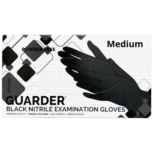 Guarder Gumikesztyű Nitril Fekete Púdermentes "M" 3,6g 100 db/doboz (10 doboz/karton)