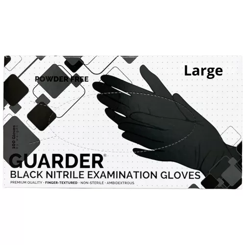 Guarder Gumikesztyű Nitril Fekete Púdermentes "L" 3,6g 100 db/doboz (10 doboz/karton)