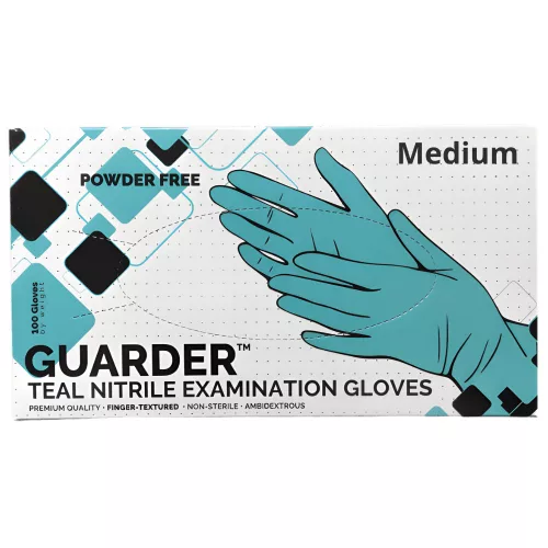 Guarder Gumikesztyű Nitril Kékeszöld Púdermentes "M" 3,4g 100 db/doboz (10 doboz/karton)