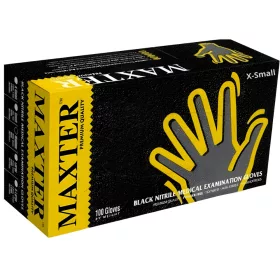   Maxter Gumikesztyű Nitril Fekete Púdermentes "XS" 5,5g 100 db/doboz (10 doboz/karton)